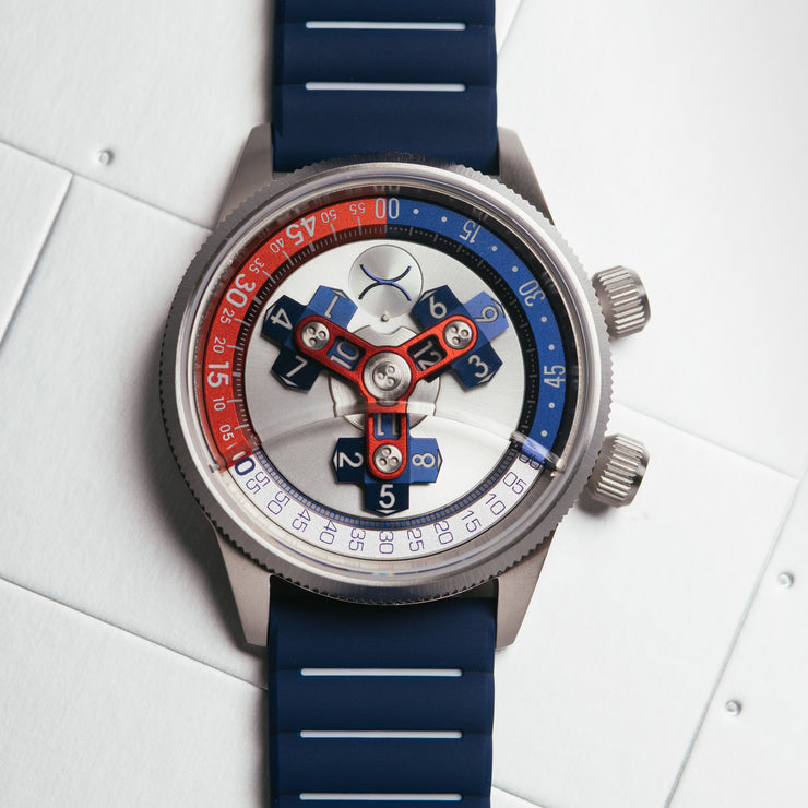 Vendetta II Automatic Wandering Hour Navy Red