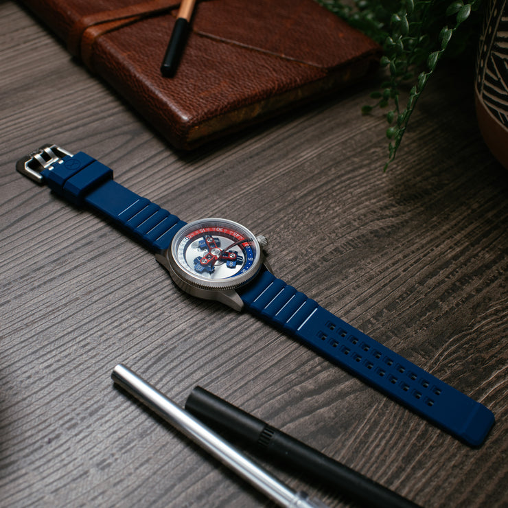 Vendetta II Automatic Wandering Hour Navy Red